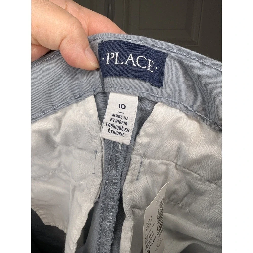 Childrens Place Boys Size 10 Straight Stretch Chino Pants Gray Fin NWT